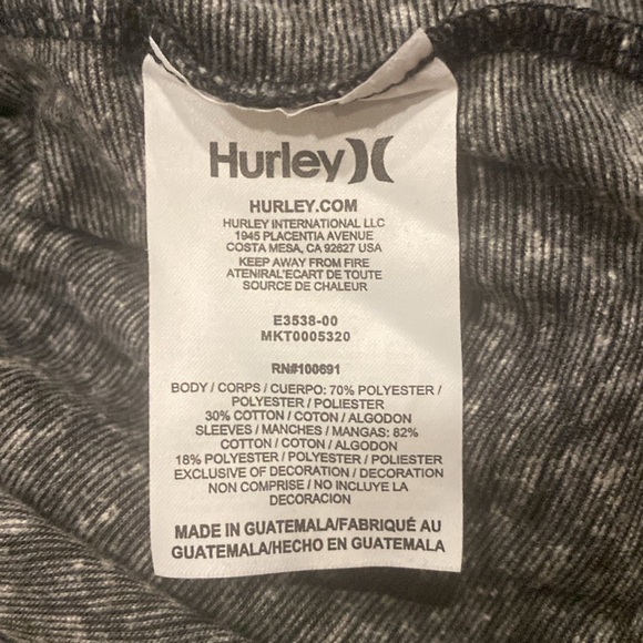 Hurley Long Sleeve Gray & Black T-Shirt Size XL - Picture 9 of 10